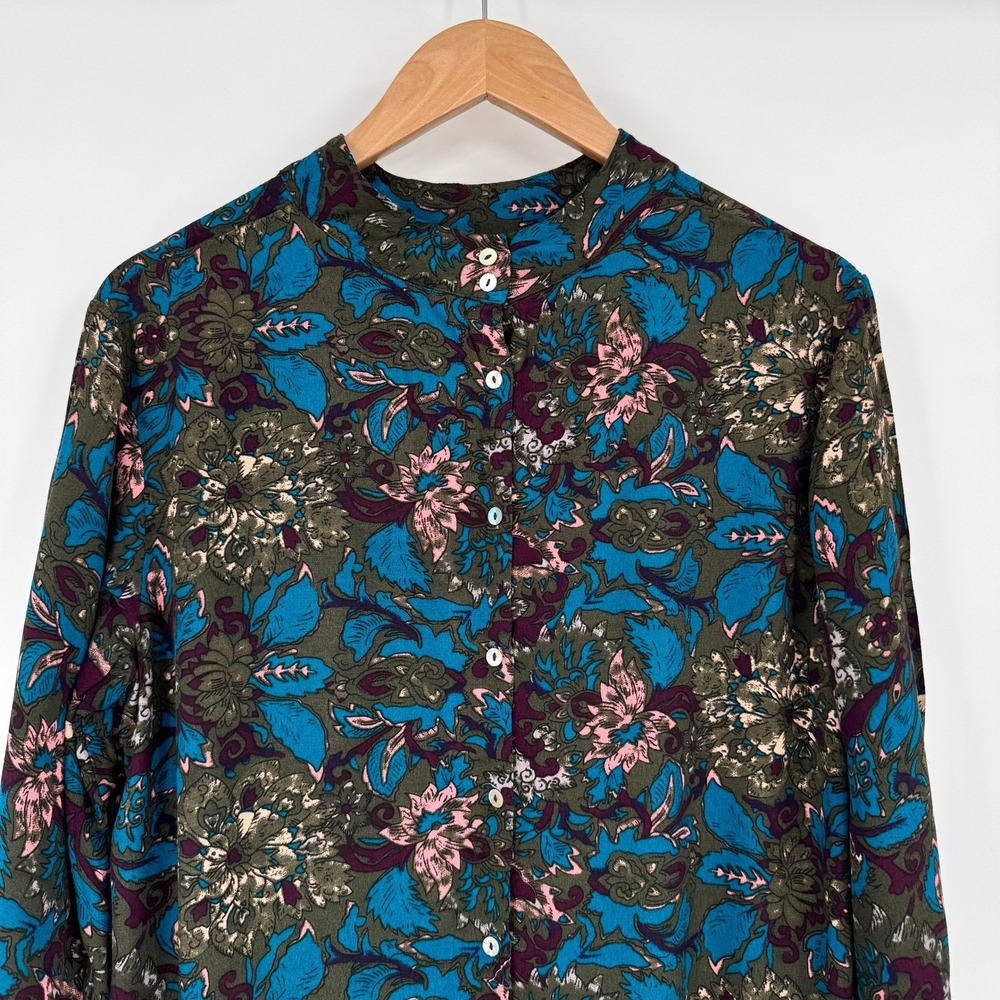 Knot Sisters JoJo Drop Waist Mini Dress Dark Floral Mock Neck Long Sleeve Size L - Picture 10 of 16